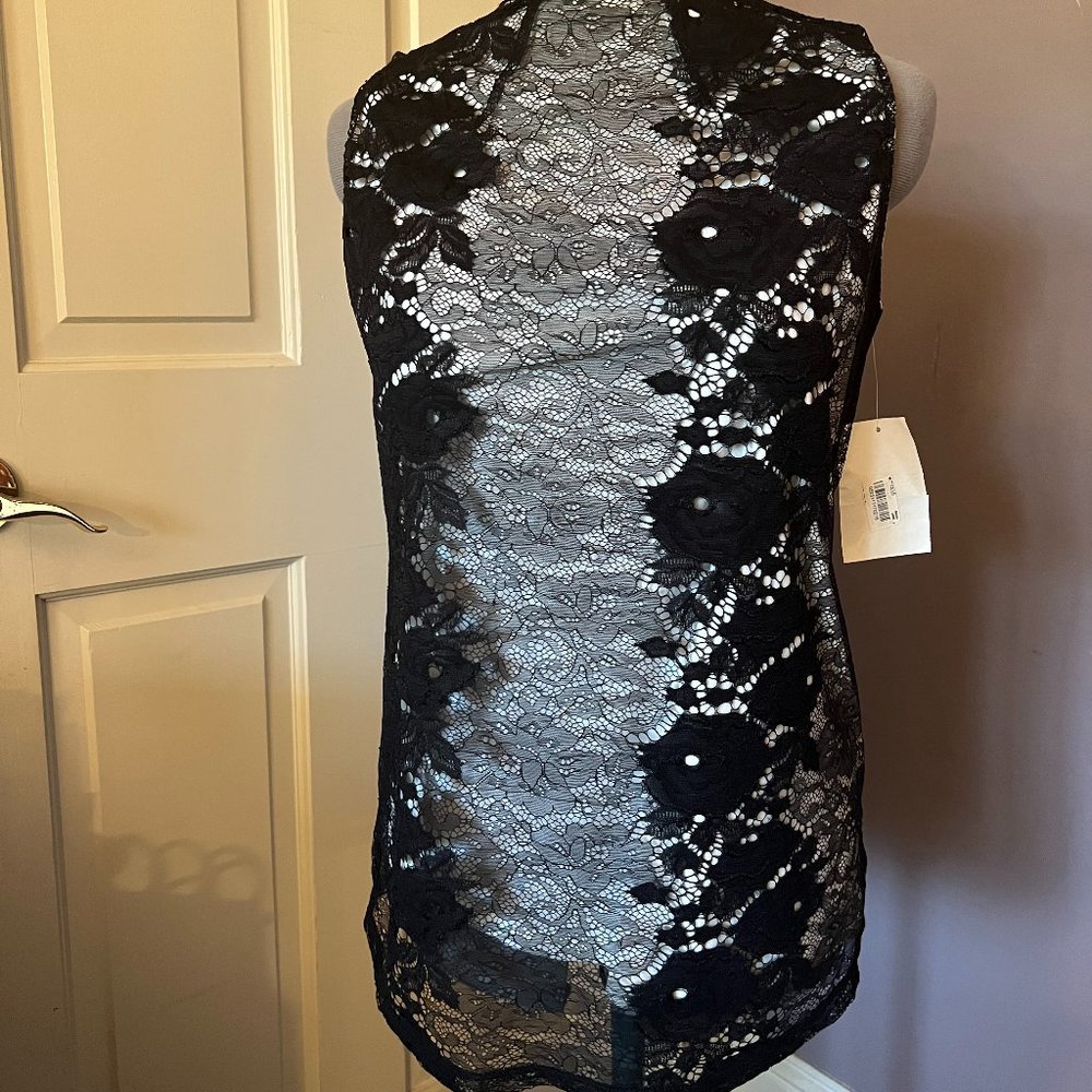 INC Black Lace Top